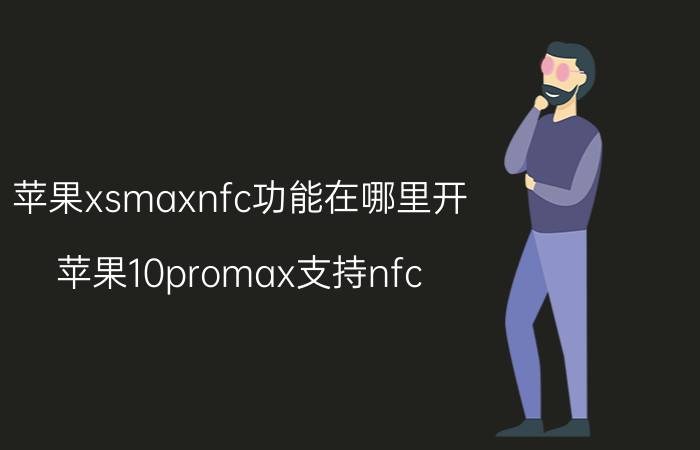 苹果xsmaxnfc功能在哪里开 苹果10promax支持nfc？